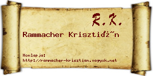 Rammacher Krisztián névjegykártya