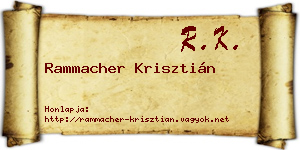 Rammacher Krisztián névjegykártya